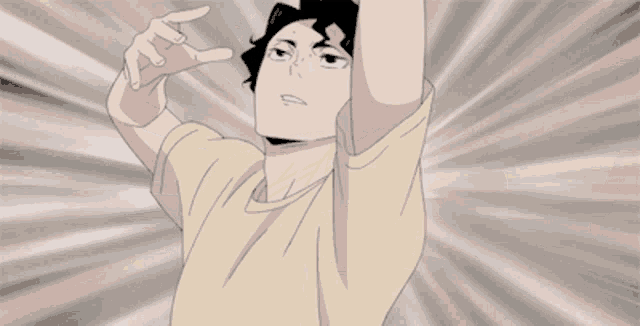a man with his arms outstretched looks up at something
