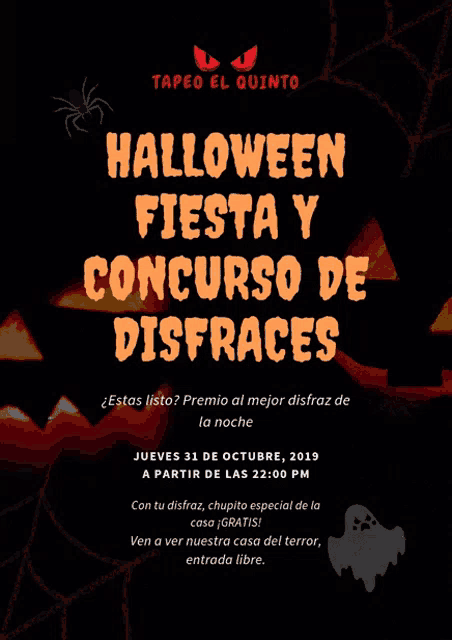 a halloween fiesta and concurso de disfraces poster