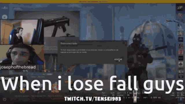 a screenshot of a video game with the words " when i lose fall guys " at the bottom