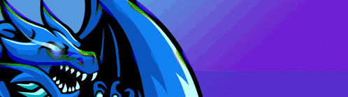 a blue dragon is on a purple background that says dragons