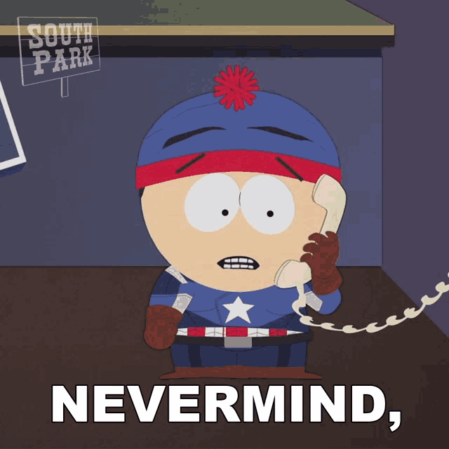 stan marsh from south park is talking on the phone
