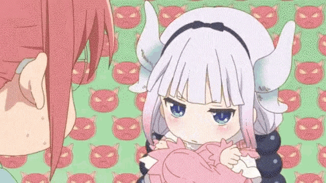 two anime girls are standing next to each other on a green background with cats .