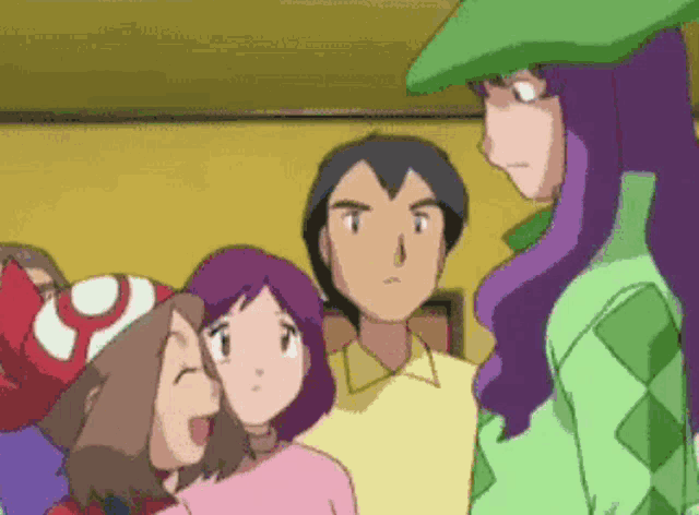 a group of cartoon characters including a man and a woman