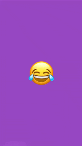 a laughing emoji with tears coming out of it 's eyes on a purple background .
