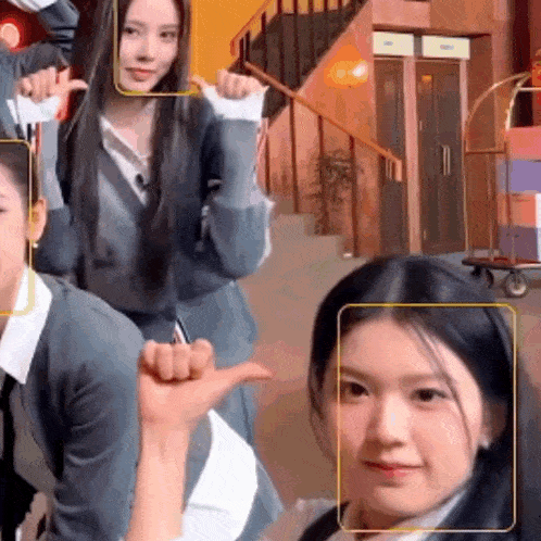 a group of young women are posing for a picture with their faces visible