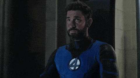 a man with a beard in a fantastic four costume says i 'm sensing no bitches