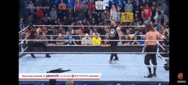 a wrestling match is being shown on peacock in the us and network elsewhere