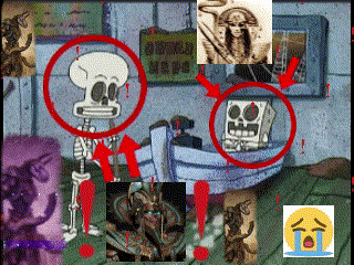 a cartoon scene with spongebob and a sign that says ' squidward '