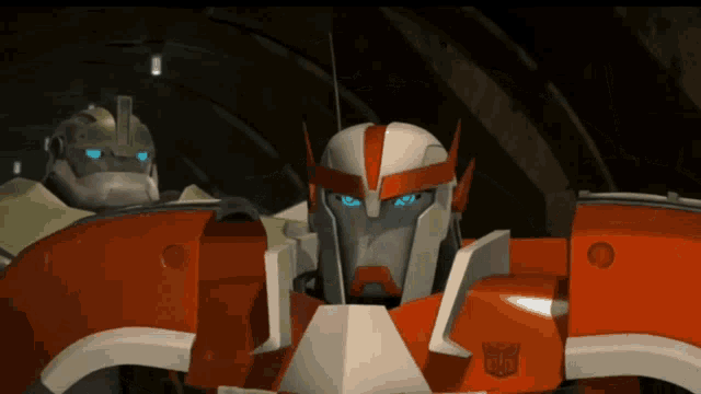a robot with a transformers logo on it