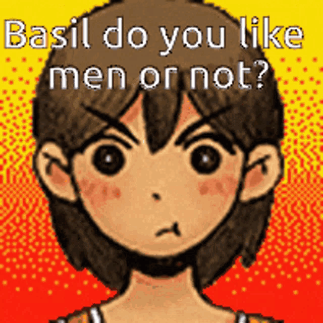 a cartoon of a boy with the words basil do you like men or not written on it