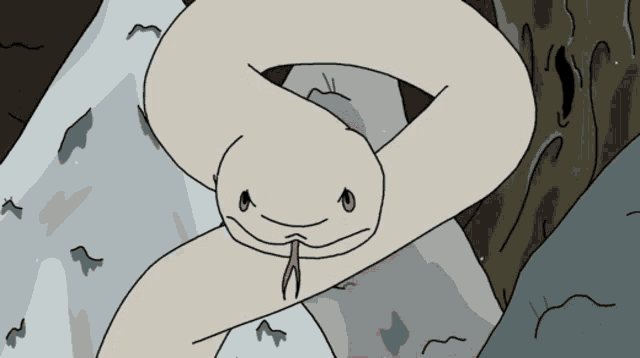 a cartoon drawing of a snake with a red tongue sticking out