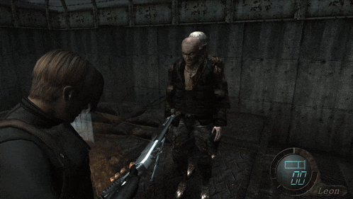 a screenshot of a video game with the name leon on the bottom right