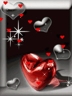 a red heart is surrounded by smaller red hearts