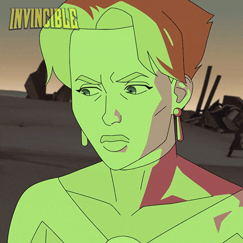 a cartoon of a woman with the word invincible on the top