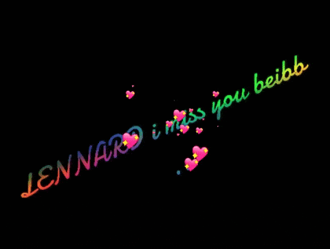 a black background with the words lennard i miss you beibb and hearts
