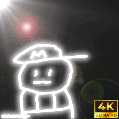 a 4k ultra hd logo with a drawing of a man
