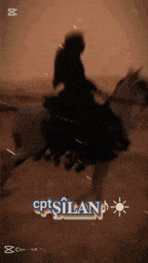 a silhouette of a man riding a horse with the word cptsilan on the bottom