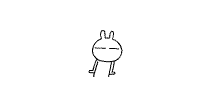 a black and white drawing of a rabbit with long legs and ears standing on a white background .