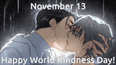 a cartoon of two men kissing with the date november 13