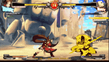 a screenshot of a video game shows a girl and a man fighting