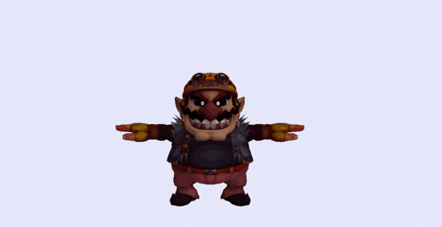 a cartoon character with his arms outstretched and a helmet on