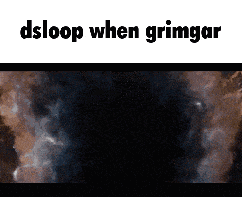 a black background with the words dsloop when grimgar written on it