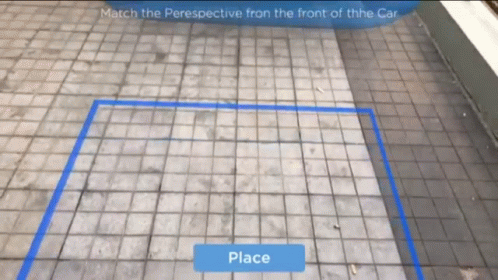 a screenshot of a game that says match the perspective from the front of the car place