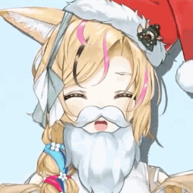 a drawing of a girl with a santa hat on her head