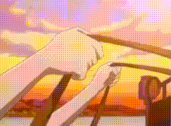 a close up of a person 's hands holding a stick in a cartoon .