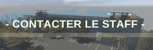 a sign that says contacter le staff with a picture of a building