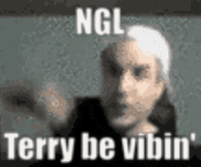 a blurry picture of a man with a caption that says ngl terry be vibin