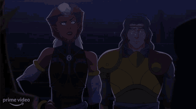 a couple of cartoon characters standing next to each other with the words prime video on the bottom right corner