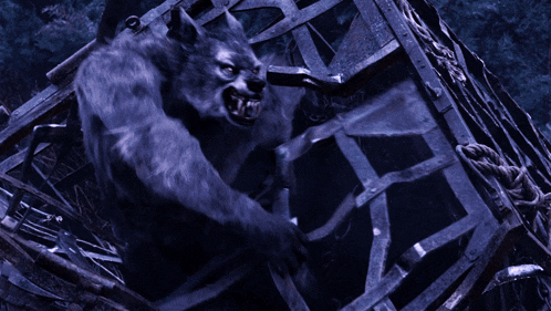 a blurred image of a werewolf holding a sword