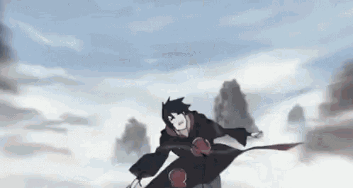 a man in a black robe is flying through the air in a cartoon .