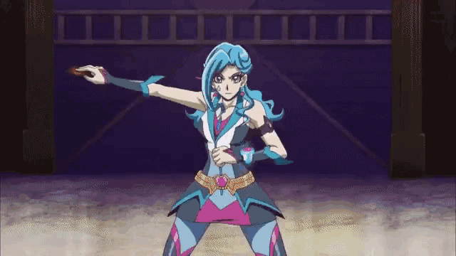 a close up of a blue haired anime character with a tear coming out of her eye