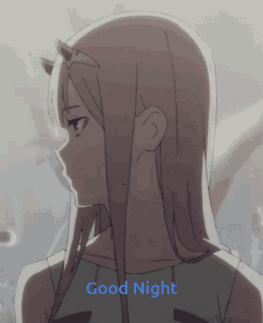 a picture of a girl with the words " good night " on the bottom