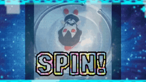 a video game screen says spin and has a penguin in it