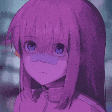 a girl with a bandage on her nose