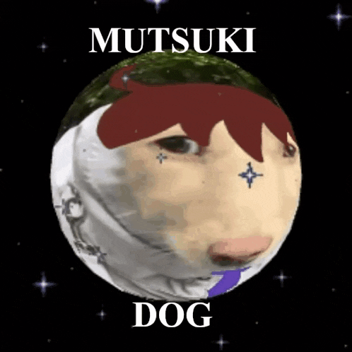 a picture of a dog with the name mutsuki dog written on it
