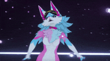a cartoon drawing of a furry character with a bow tie