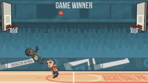 a game of basketball is being played and the game winner is doubletap software
