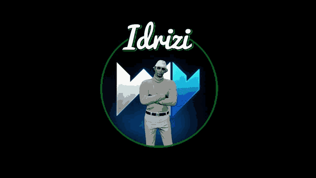 a man with his arms crossed is standing in a circle with the word idvizi above him