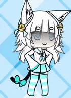 a drawing of a girl with white hair and cat ears .