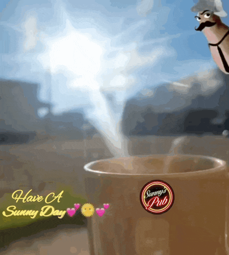a sunny day greeting with a cup of coffee