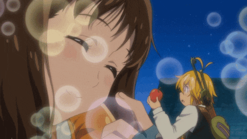 a girl is eating a sandwich and a boy is holding a red apple