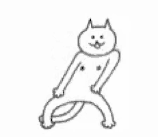 a black and white drawing of a naked cat with a penis .