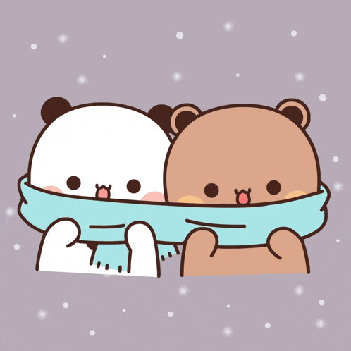 a cartoon of two bears hugging each other
