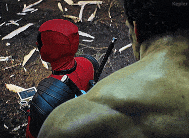 hulk and deadpool are standing next to each other with the word kepler on the bottom right