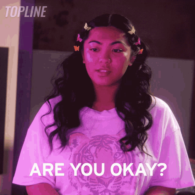 a girl in a tiger shirt is asking if she is okay
