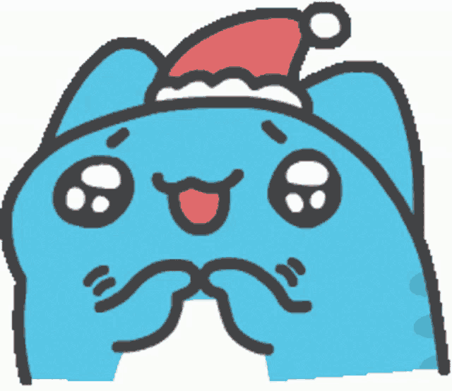 a cartoon cat wearing a santa hat is making a funny face